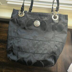 Coach Black Satin Tote Bag